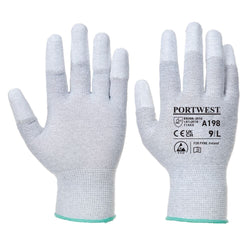 A198 ESD Antistatic PU Fingertip Work Gloves Gray, X-Small- Bannav S Bannav LLC